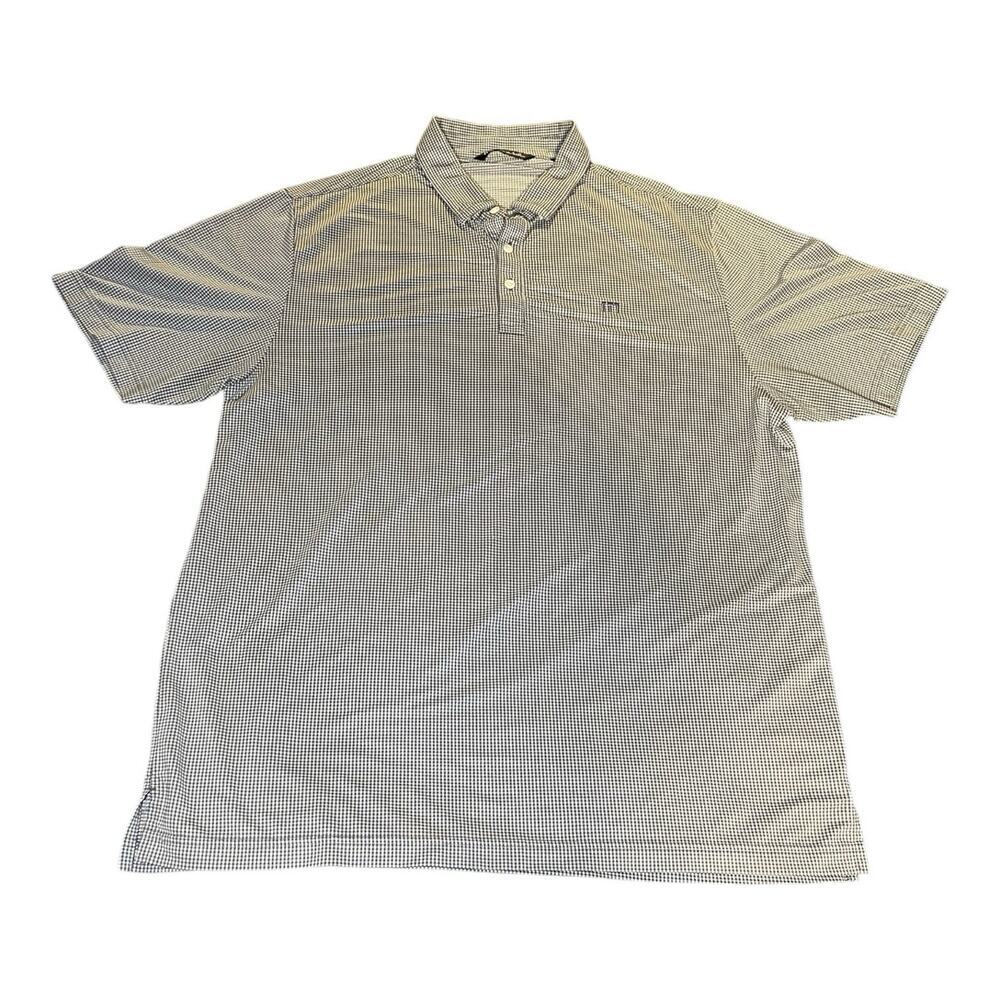 Travis‎ Mathew Polo Shirt Men XL Blue Checkered Lightweight Performance Golf